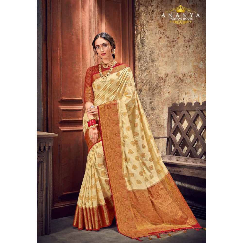 Buy Satrani Art Silk Gold & Off-White & Maroon Color Poly Silk Saree with  Blouse piece | sarees for Women| saree | sarees Online at Best Prices in  India - JioMart.