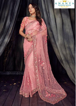 Classic Pink Net Saree with Pink Blouse