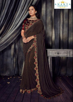 Melodic Copper Georgette   Saree with Maroon Blouse