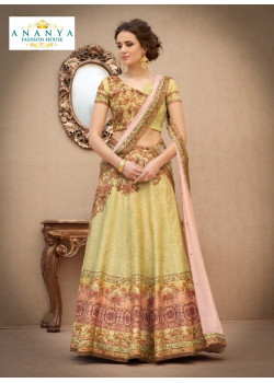 Divine Light Yellow color Banarasi Silk Designer Lehenga