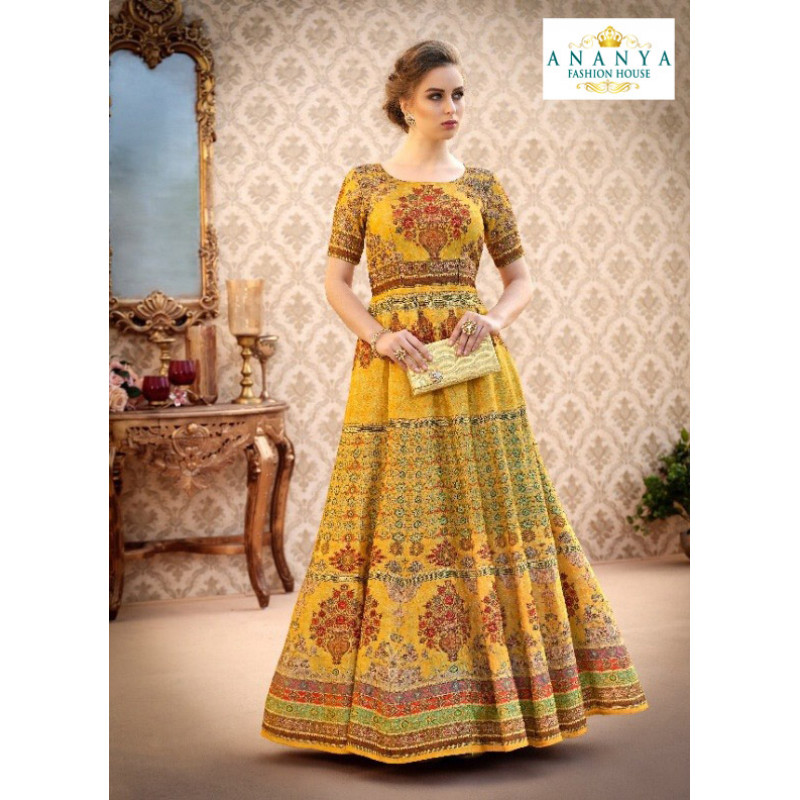 Luscious Mustard color Banarasi Silk Designer Lehenga