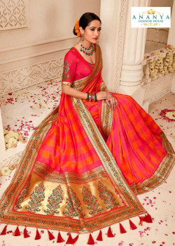 Incredible Multicolor Banarasi Silk Saree with Magenta Blouse