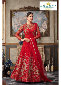 Adorable Red Net- Raw Silk Salwar kameez