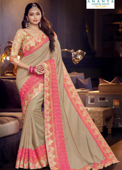 Melodic Beige Silk Saree with Beige Blouse