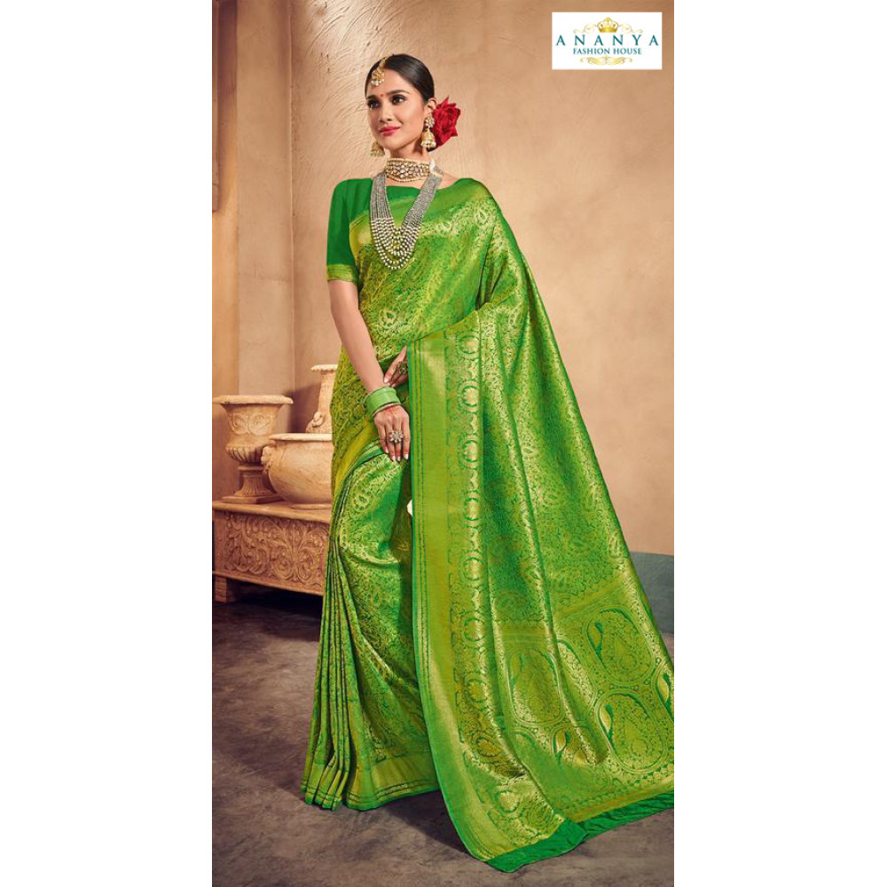 Details 75+ green brocade saree best