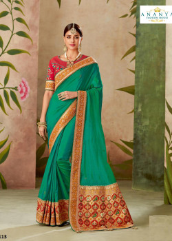 Enigmatic Green Dual Tone Silk Saree with Pink Blouse
