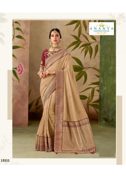 Incredible Beige   Silk Saree with Maroon Blouse