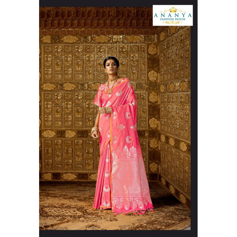 Exotic Pink Silk Saree with Pink Blouse