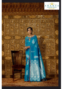 Gorgeous Blue Silk Saree with Blue Blouse
