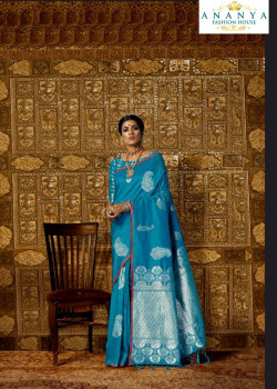 Gorgeous Blue Silk Saree with Blue Blouse