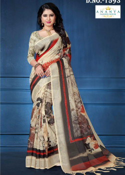 Melodic Multicolor Linen Saree with Multicolor Blouse