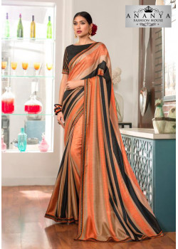 Classic Multicolor Silk- Jacquard Saree with Black Blouse