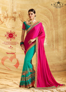Charming Light Blue- Pink Georgette Saree with Light Blue Blouse