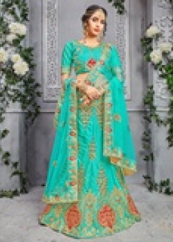 Trendy Firoji color Pure Silk Designer Lehenga