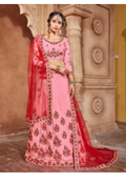 Exotic Pink color Banarasi Silk Designer Lehenga