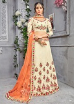 Gorgeous Chiku color Banarasi Silk Designer Lehenga