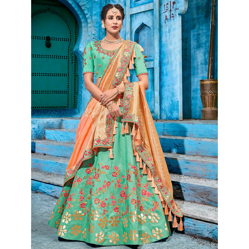 Charming Green color Silk Designer Lehenga