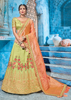 Exotic Green color T silk Gotapatti  Designer Lehenga