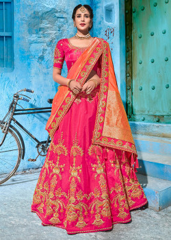 Gorgeous Rani color Banarasi silk Designer Lehenga