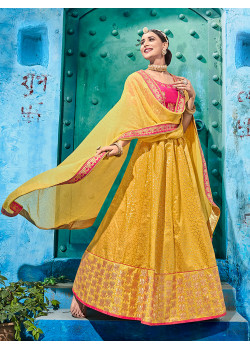 Incredible Yellow color Silk  Designer Lehenga