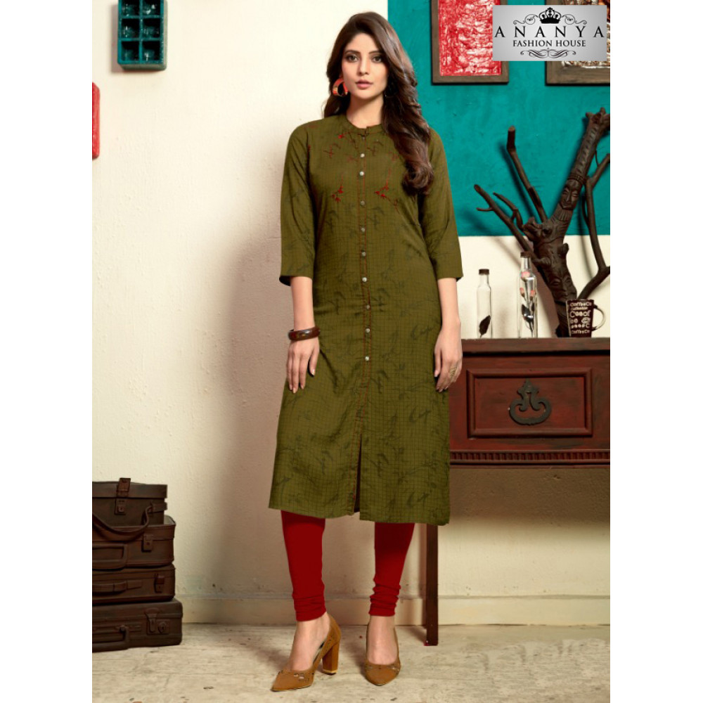 Aksha Latest Collection & Comfortable New Trending Printed Mehandi Green C  Cut Casual, Office & Party Fully Cotton Kurti for Women & Girls, (Size,  Small) : Amazon.in: Fashion