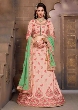 Adorable Pink color Silk Designer Lehenga