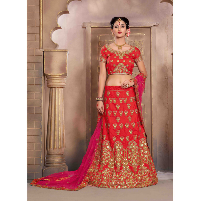 Classic Red color Silk Wedding Lehenga
