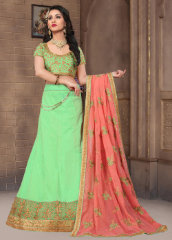 Gorgeous Green color Silk Designer Lehenga
