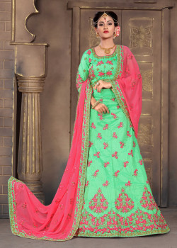 Luscious Green color Silk Designer Lehenga