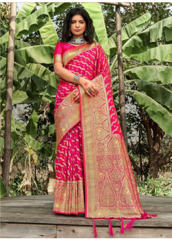 Pink Banarasi Silk Swarovski Work Wedding Sarees AF230483