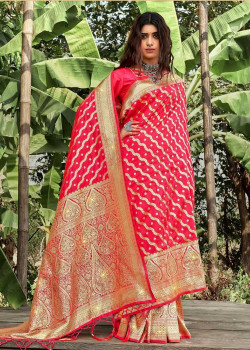 Gajri Banarasi Silk Swarovski Work Wedding Sarees AF230487