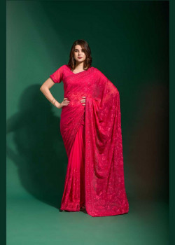 Pink Georgette Embroidered Party Wear Sarees AF230474