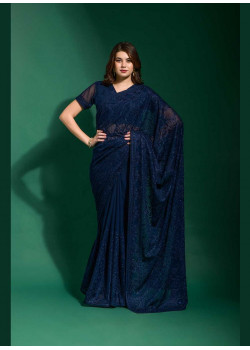 Nevy Blue Georgette Embroidered Party Wear Sarees AF230477
