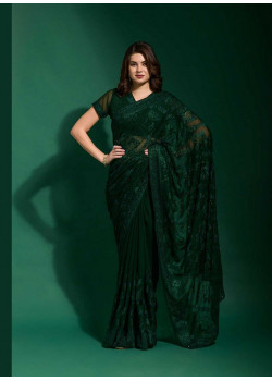Green Georgette Embroidered Party Wear Sarees AF230481