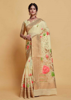 Beige Modal Silk Heavy Wevon Wedding Sarees AF230468