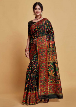 Black Modal Silk Heavy Wevon Multy Designer Wedding Sarees AF230460