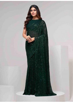 Green Georgette Embroidered Party Wear Sarees AF230446