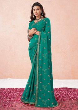 Rama Georgette Thread Embroidered Party Wear Sarees AF2304861