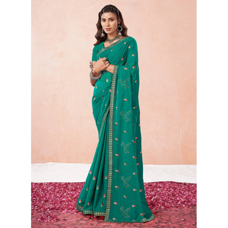 Rama Georgette Thread Embroidered Party Wear Sarees AF2304861