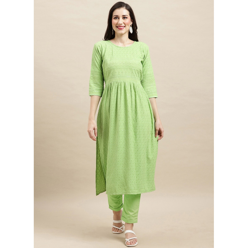 Green Rayon Sequance Embroidered  Kurti AF2304935