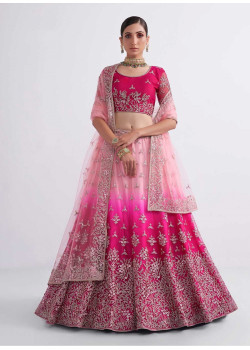 Pink Soft Net Sequance Embroidered Bridal Lehenga AF2304802