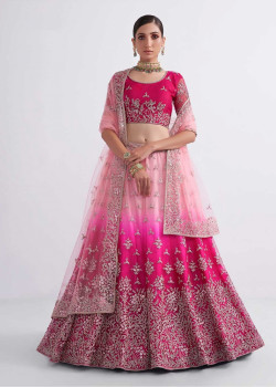 Pink Soft Net Sequance Embroidered Bridal Lehenga AF2304802