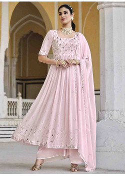 Pink Georgette Mirror Embroidered Party Suit AF230742