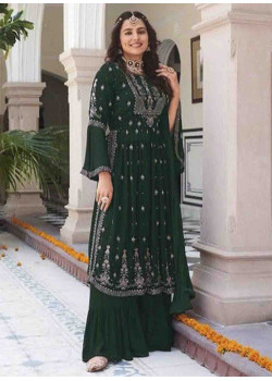 Green Faux Georgette Embroidered Wedding Suit AF230738
