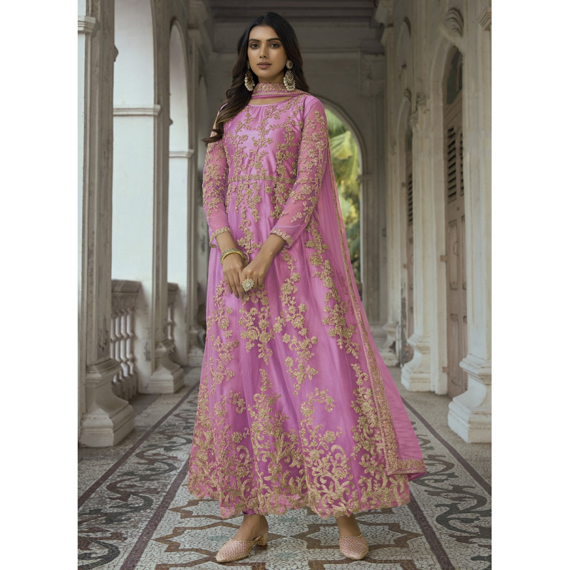 Pink Butterfly Net Embroidered Wedding Suit AF2304777