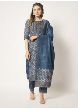 Teal Blue Maslin Sequance Embroidered Casual Salwar Kameez AF2304835