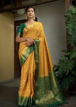 Mustard Art Silk Zari Banarasi Sarees AF230597