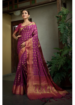 Purple Art Silk Zari Banarasi Sarees AF230599