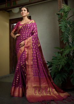 Purple Art Silk Zari Banarasi Sarees AF230599