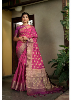Pink Art Silk Zari Banarasi Sarees AF230601